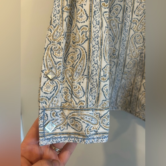 Panhandle Rough Stock Women’s Blue Collared Paisley Pearl Snap Sz Xl - Picture 7 of 10